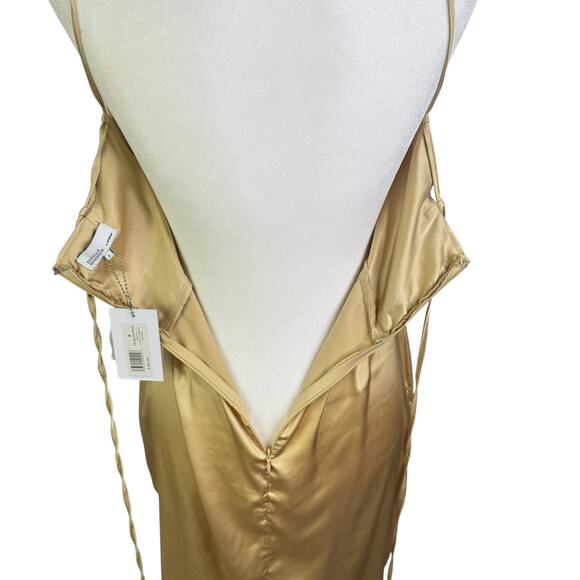 NWT Danielle Bernstein The Halter Dress Gold Satin Convertible Keyhole Small S - Picture 12 of 13